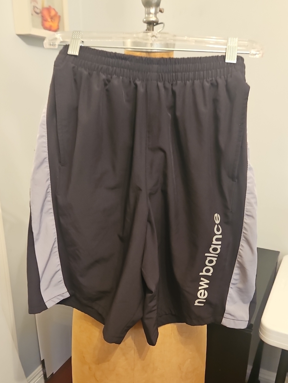 New Balance Black Athletic Shorts with Light Gray Side Panels